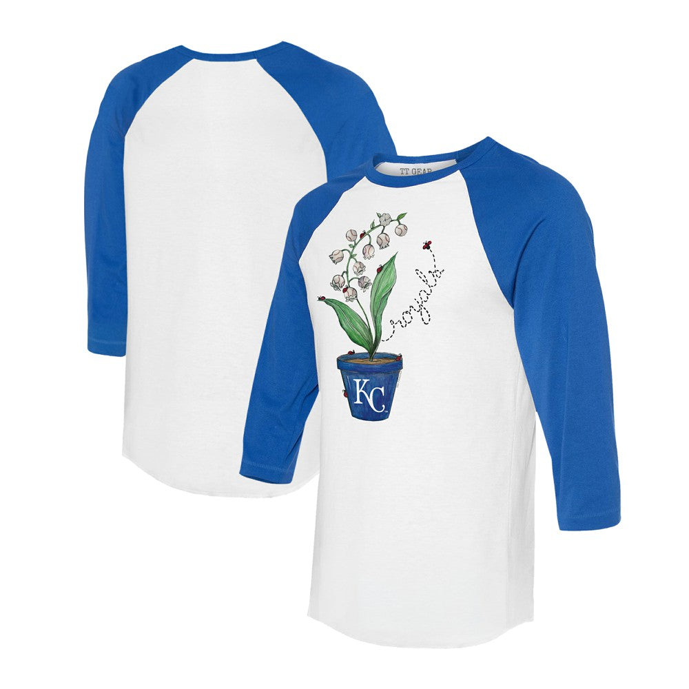 Kansas City Royals Tiny Turnip Unisex Lilies & Ladybugs 3/4-Sleeve Raglan T-Shirt - MLB