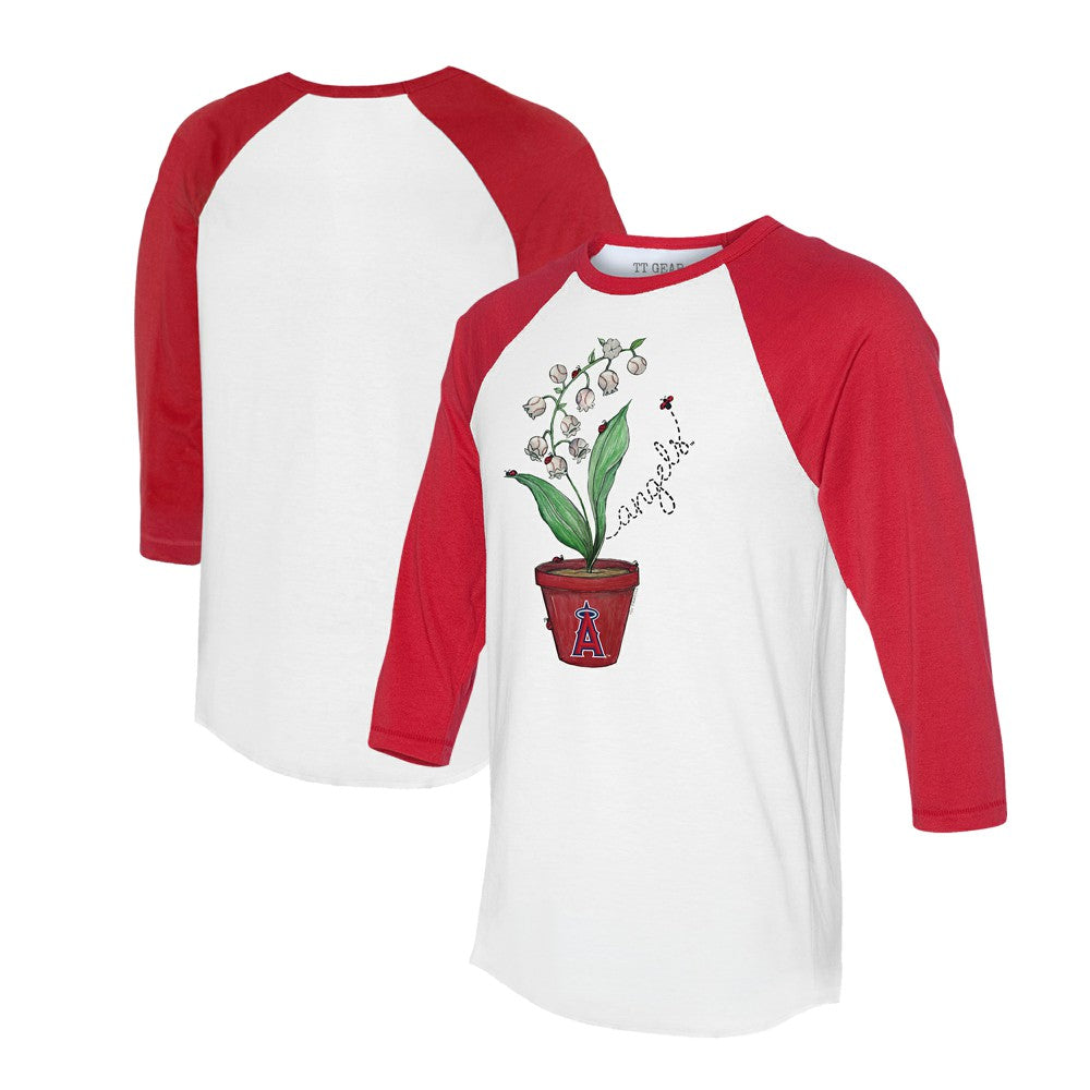 Los Angeles Angels Tiny Turnip Unisex Lilies & Ladybugs 3/4-Sleeve Raglan T-Shirt - MLB