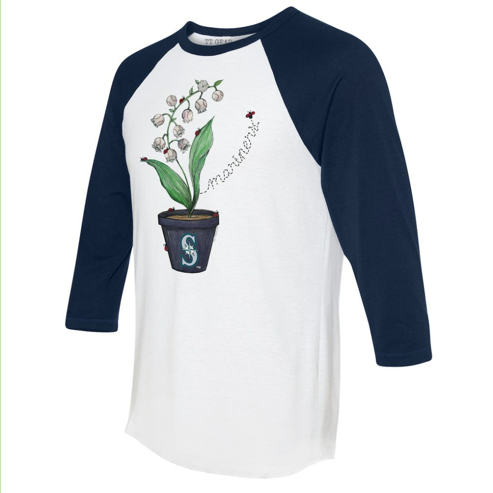 Seattle Mariners Tiny Turnip Unisex Lilies & Ladybugs 3/4-Sleeve Raglan T-Shirt - MLB