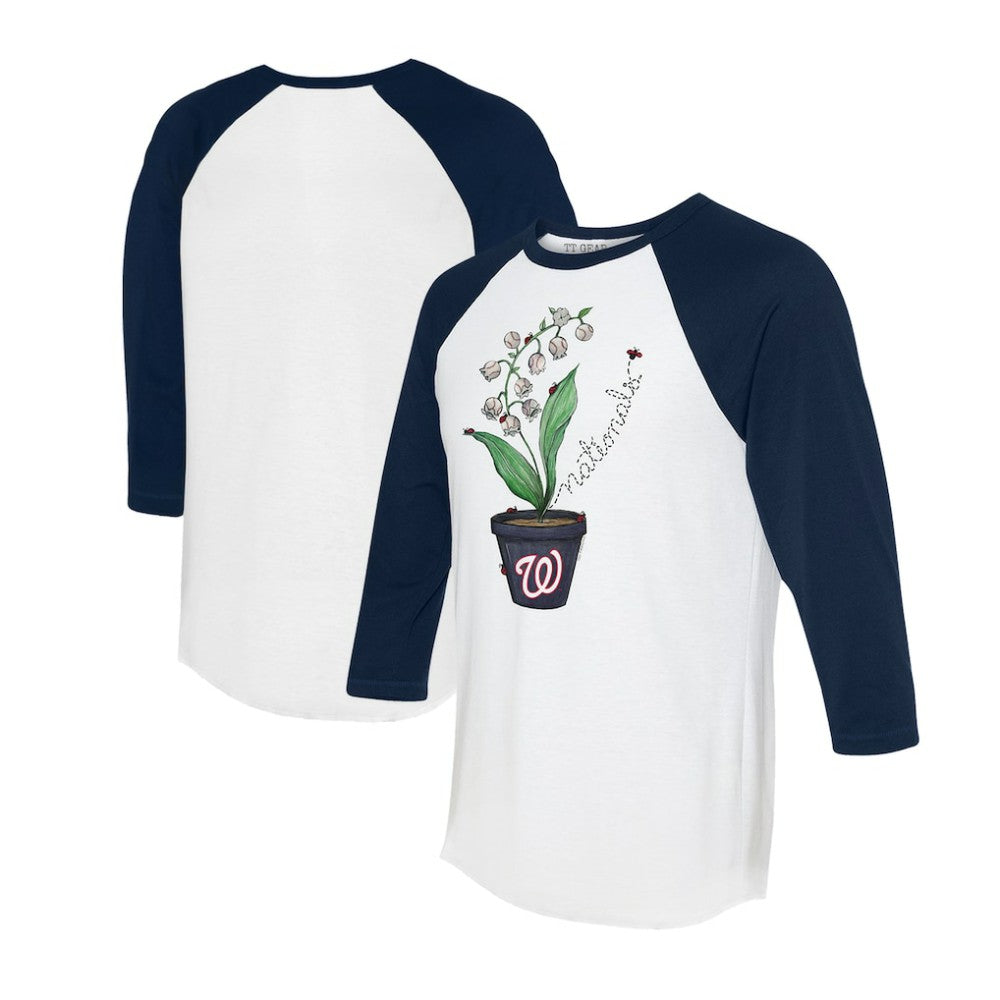 Washington Nationals Tiny Turnip Unisex Lilies & Ladybugs 3/4-Sleeve Raglan T-Shirt - MLB