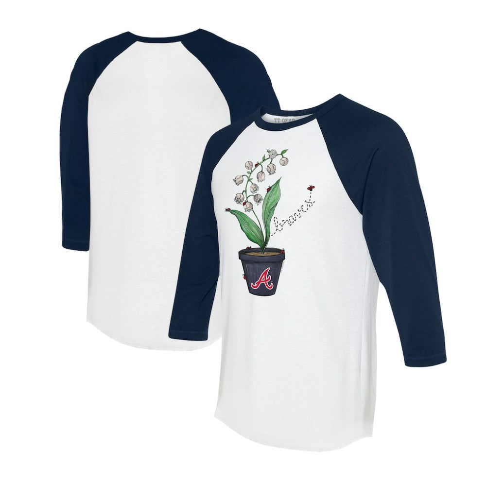 Atlanta Braves Tiny Turnip Unisex Lilies & Ladybugs 3/4-Sleeve Raglan T-Shirt - MLB