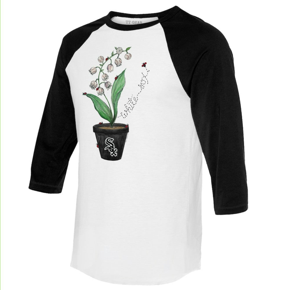 Chicago White Sox Tiny Turnip Unisex Lilies & Ladybugs 3/4-Sleeve Raglan T-Shirt - MLB