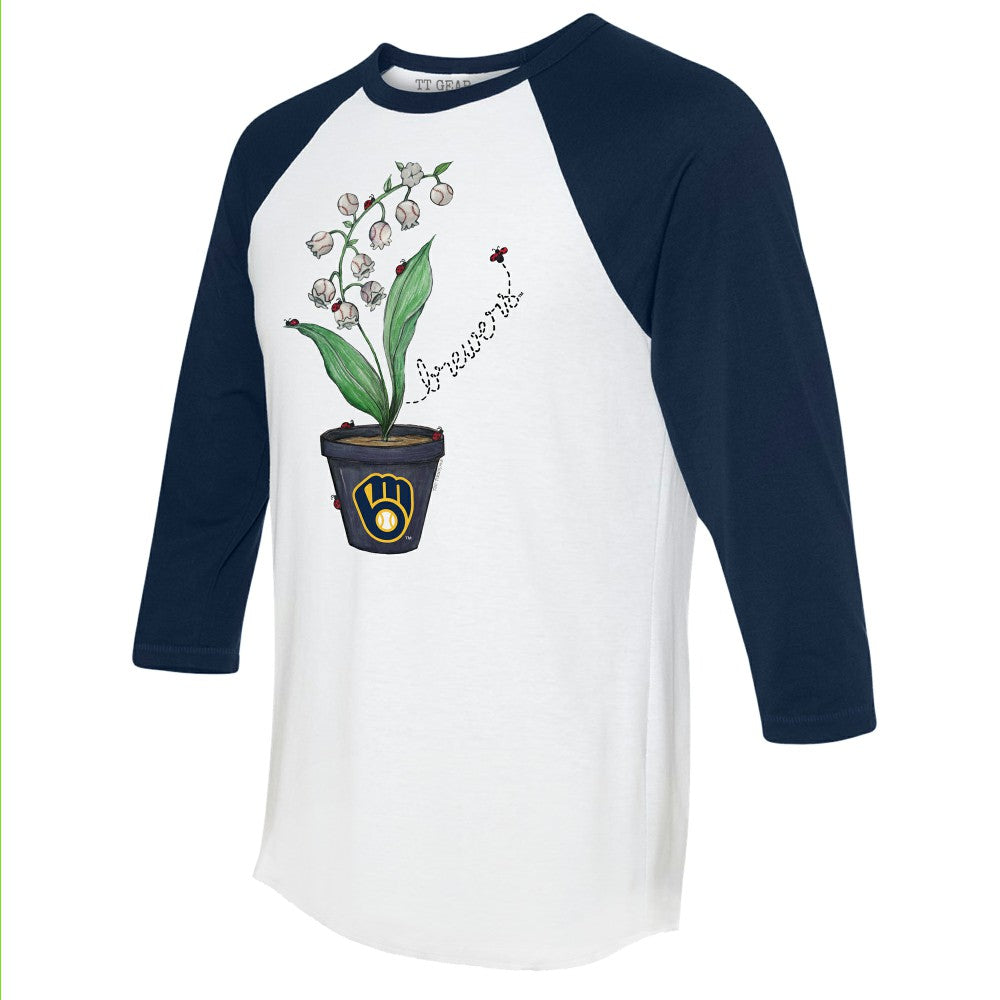 Milwaukee Brewers Tiny Turnip Unisex Lilies & Ladybugs 3/4-Sleeve Raglan T-Shirt - MLB