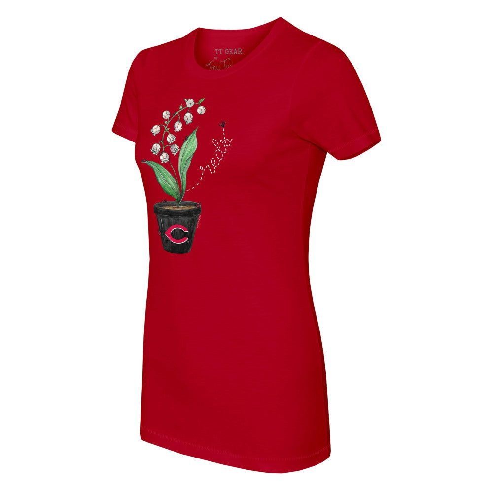 Cincinnati Reds Tiny Turnip Women's Lilies & Ladybugs T-Shirt - MLB