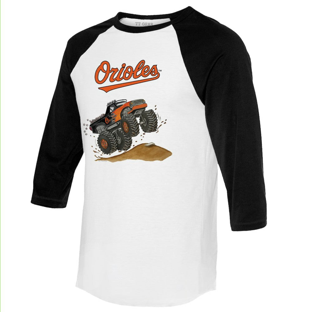 Baltimore Orioles Tiny Turnip Unisex Monster Truck 3/4-Sleeve Raglan T-Shirt - MLB