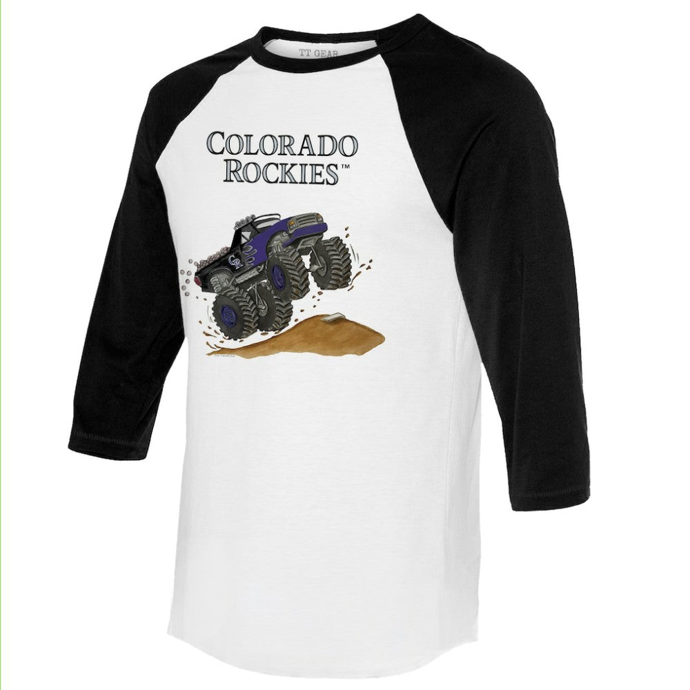 Colorado Rockies Tiny Turnip Unisex Monster Truck 3/4-Sleeve Raglan T-Shirt - MLB