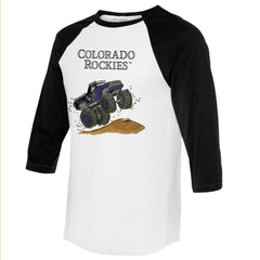 Colorado Rockies Tiny Turnip Unisex Monster Truck 3/4-Sleeve Raglan T-Shirt - MLB