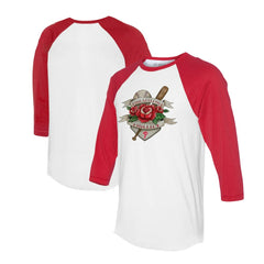 Philadelphia Phillies Tiny Turnip Unisex Tattoo Rose 3/4-Sleeve Raglan T-Shirt - MLB