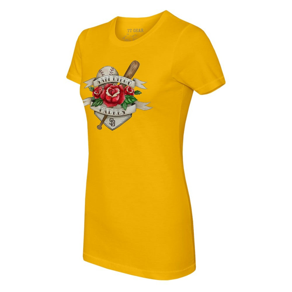 San Diego Padres Tiny Turnip Women's Tattoo Rose T-Shirt - MLB