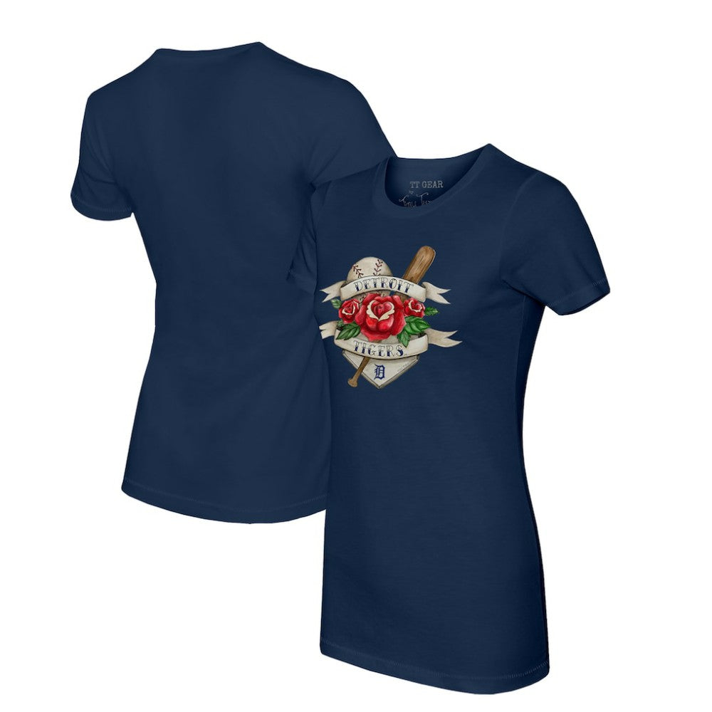 Detroit Tigers Tiny Turnip Women's Tattoo Rose T-Shirt - MLB
