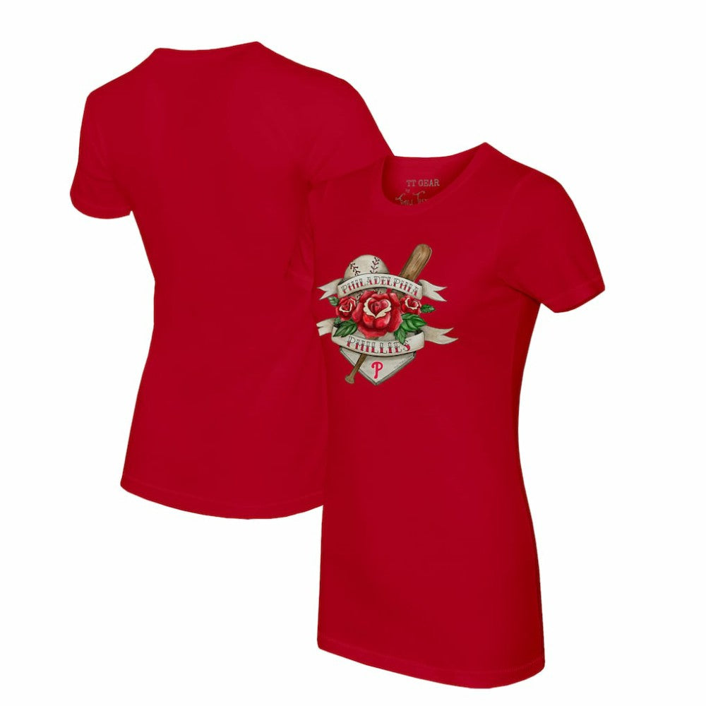 Philadelphia Phillies Tiny Turnip Women's Tattoo Rose T-Shirt - MLB