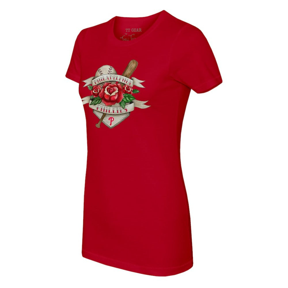 Philadelphia Phillies Tiny Turnip Women's Tattoo Rose T-Shirt - MLB