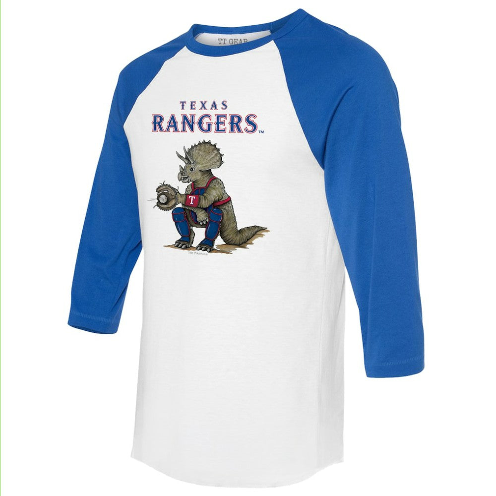 Texas Rangers Tiny Turnip Unisex Triceratops 3/4-Sleeve Raglan T-Shirt - MLB