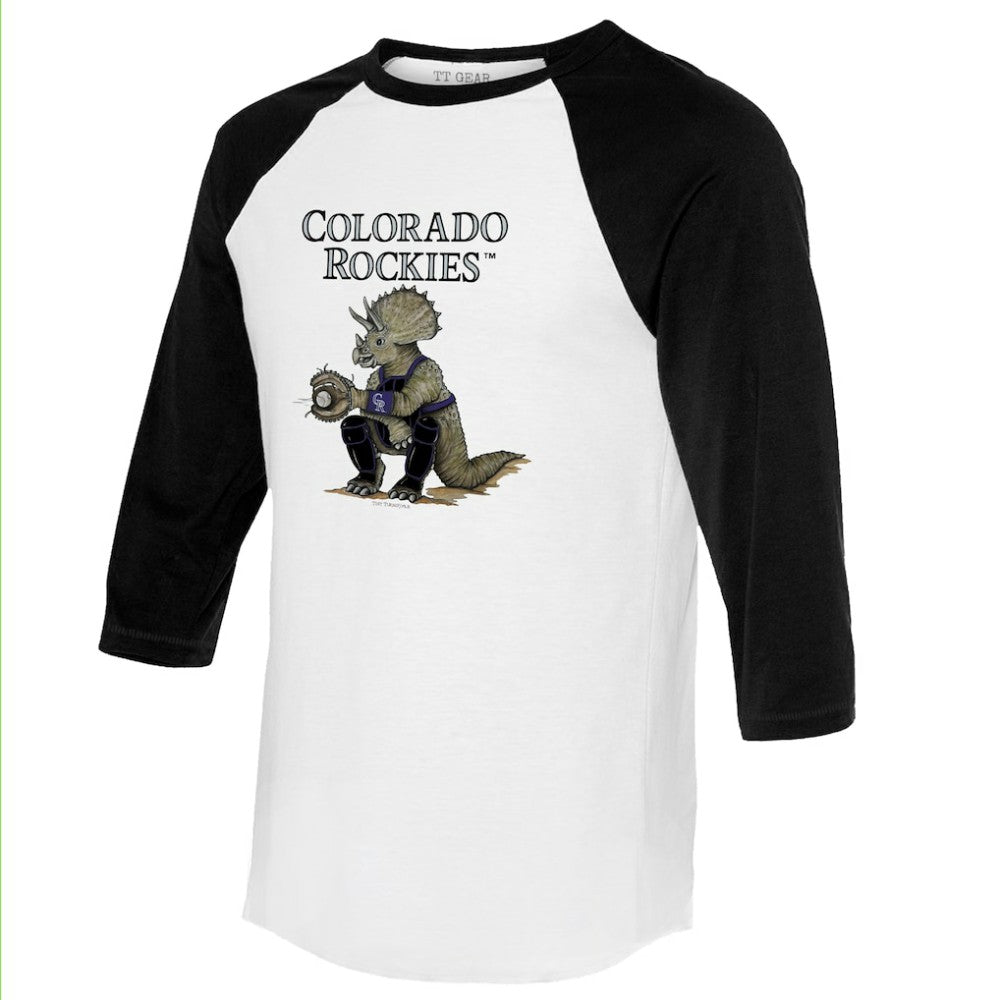 Colorado Rockies Tiny Turnip Unisex Triceratops 3/4-Sleeve Raglan T-Shirt - MLB