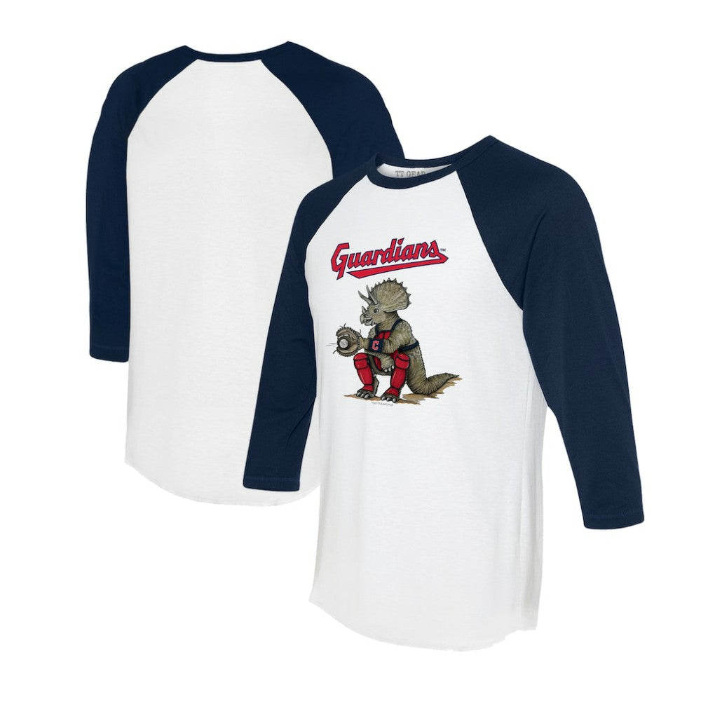 Cleveland Guardians Tiny Turnip Unisex Triceratops 3/4-Sleeve Raglan T-Shirt - MLB