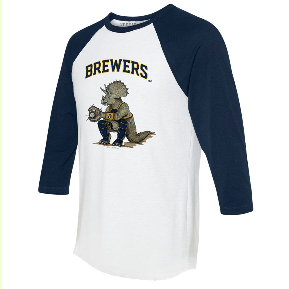 Milwaukee Brewers Tiny Turnip Unisex Triceratops 3/4-Sleeve Raglan T-Shirt - MLB