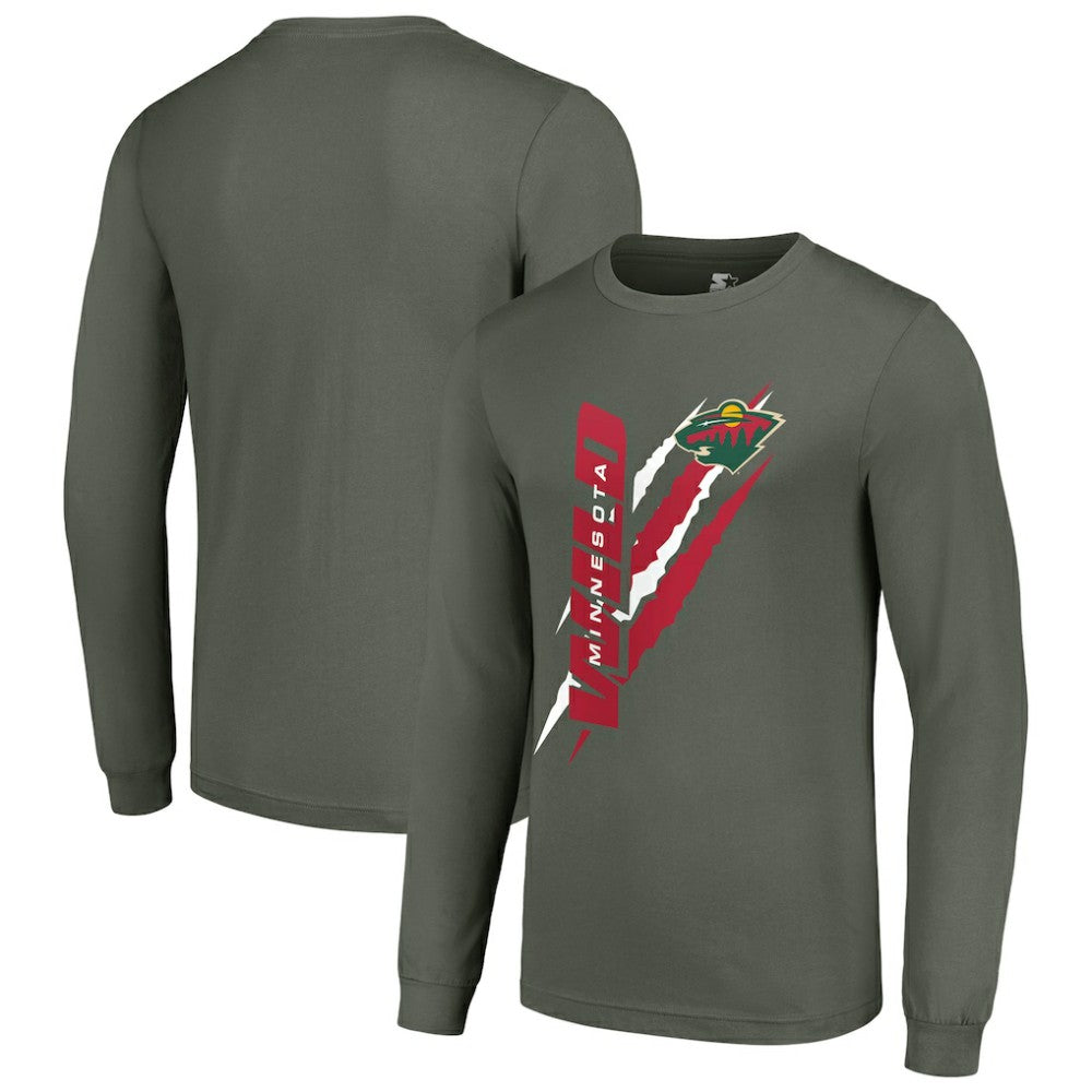 Minnesota Wild Starter Color Scratch Long-Sleeve T-Shirt - Green - NHL