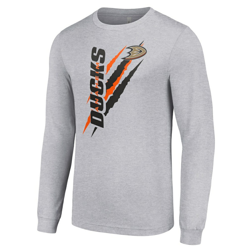 Anaheim Ducks Starter Color Scratch Long-Sleeve T-Shirt - Heather Gray - NHL