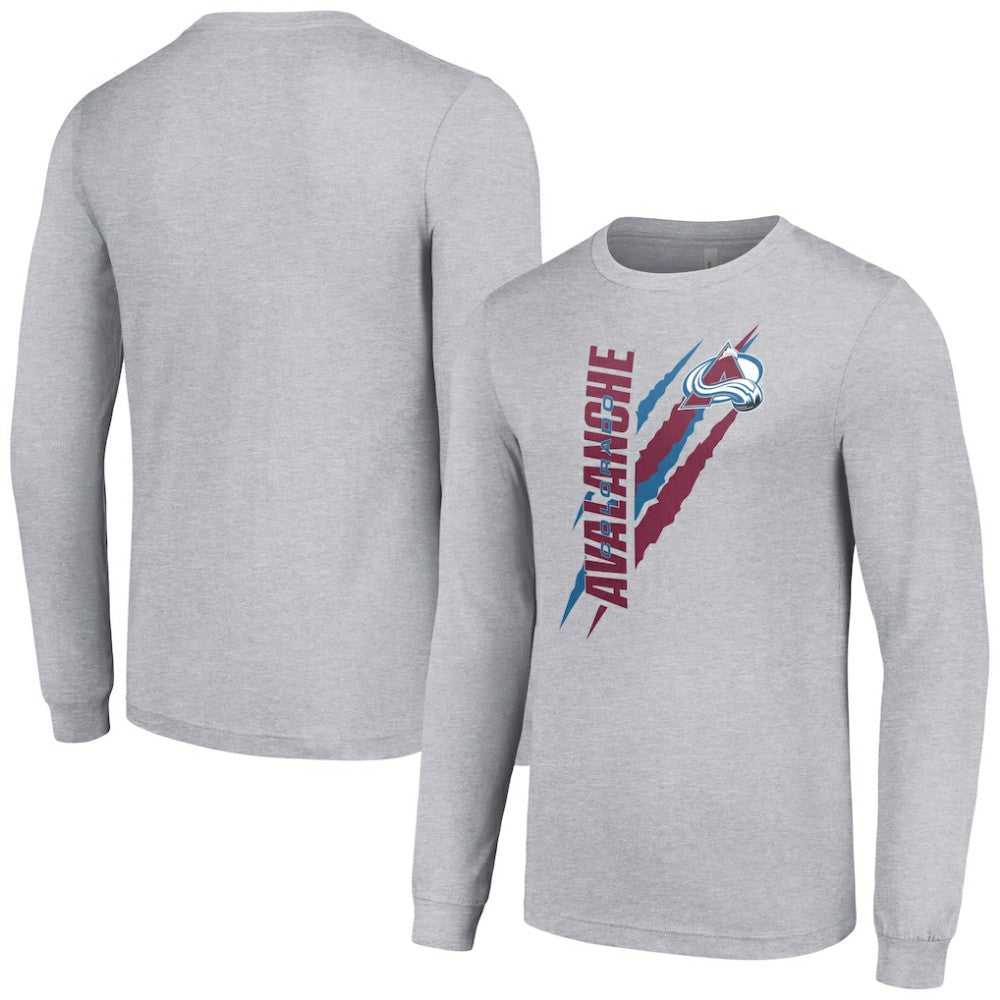 Colorado Avalanche Starter Color Scratch Long-Sleeve T-Shirt - Heather Gray - NHL
