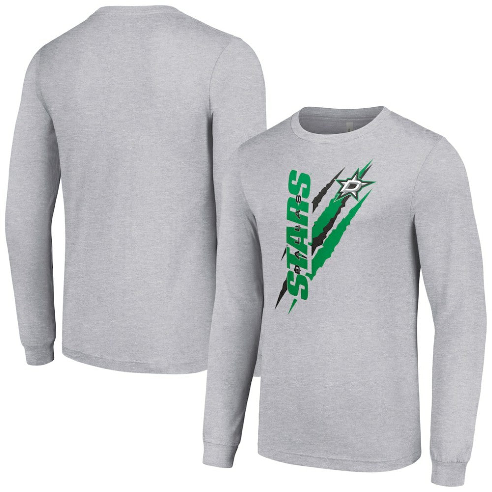 Dallas Stars Starter Color Scratch Long-Sleeve T-Shirt - Heather Gray - NHL