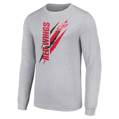 Detroit Red Wings Starter Color Scratch Long-Sleeve T-Shirt - Heather Gray - NHL