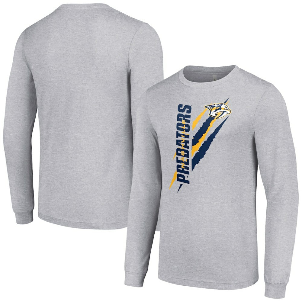 Nashville Predators Starter Color Scratch Long-Sleeve T-Shirt - Heather Gray - NHL