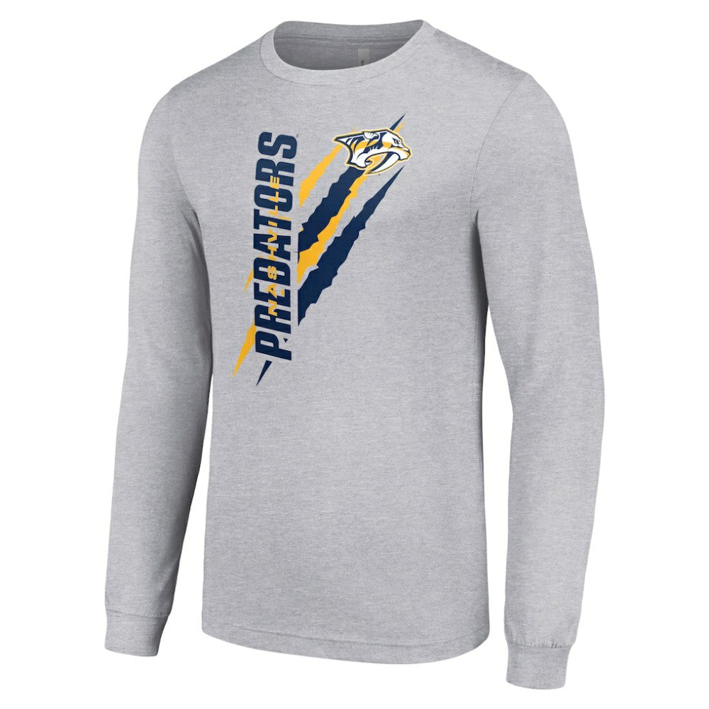 Nashville Predators Starter Color Scratch Long-Sleeve T-Shirt - Heather Gray - NHL
