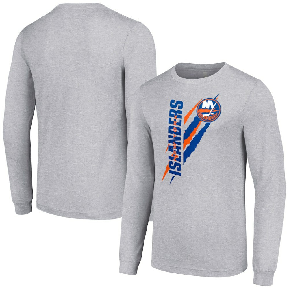 New York Islanders Starter Color Scratch Long-Sleeve T-Shirt - Heather Gray - NHL