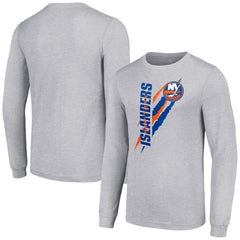 New York Islanders Starter Color Scratch Long-Sleeve T-Shirt - Heather Gray - NHL