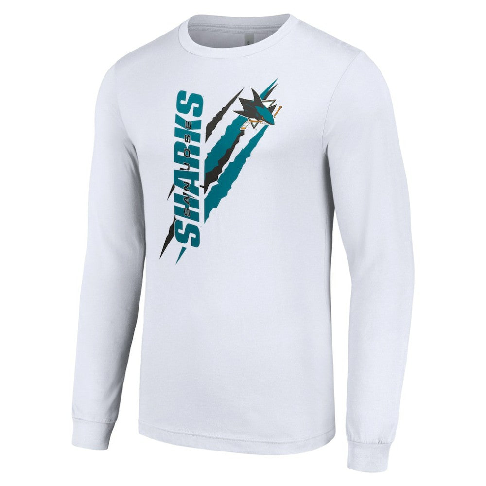 San Jose Sharks Starter Color Scratch Long-Sleeve T-Shirt - White - NHL