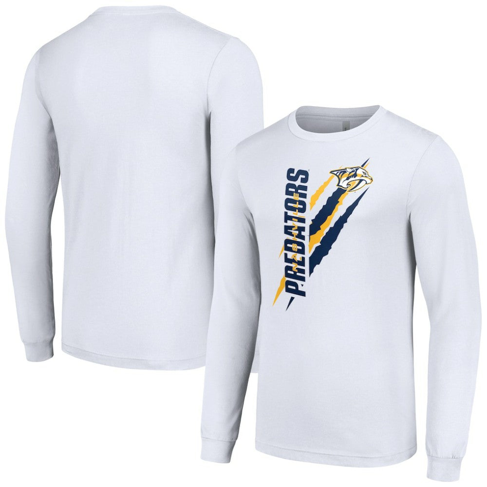 Nashville Predators Starter Color Scratch Long-Sleeve T-Shirt - White - NHL