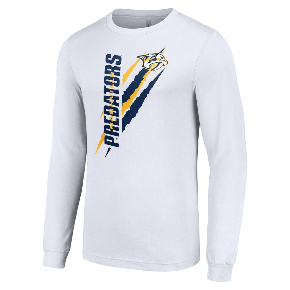 Nashville Predators Starter Color Scratch Long-Sleeve T-Shirt - White - NHL
