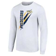 Nashville Predators Starter Color Scratch Long-Sleeve T-Shirt - White - NHL