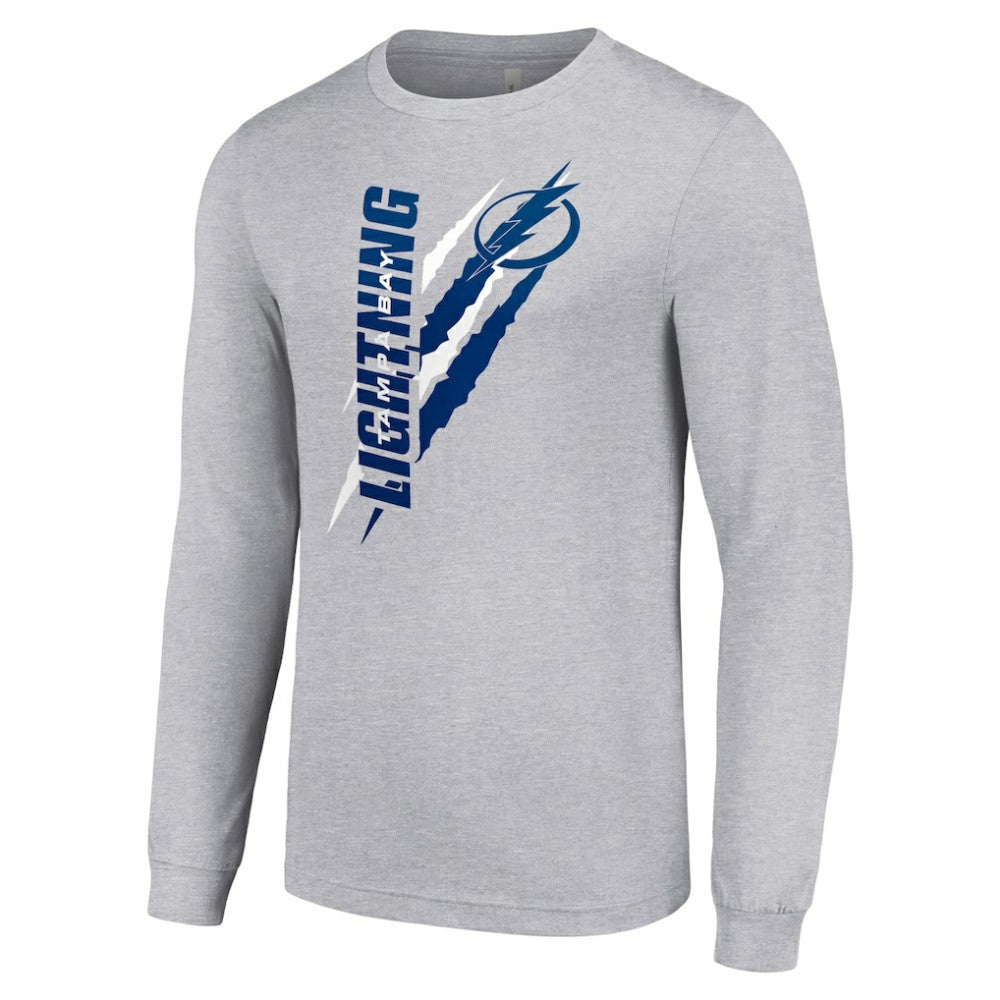 Tampa Bay Lightning Starter Color Scratch Long-Sleeve T-Shirt - Heather Gray - NHL