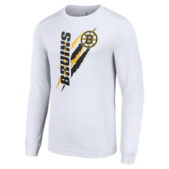 Boston Bruins Starter Color Scratch Long-Sleeve T-Shirt - White - NHL