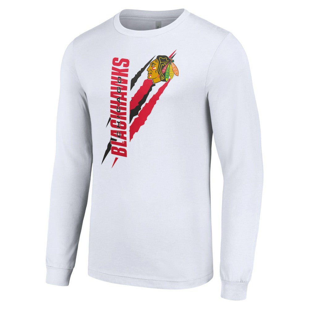 Chicago Blackhawks Starter Color Scratch Long-Sleeve T-Shirt - White - NHL