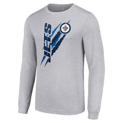 Winnipeg Jets Starter Color Scratch Long-Sleeve T-Shirt - Heather Gray - NHL