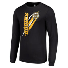 Boston Bruins Starter Color Scratch Long-Sleeve T-Shirt - Black - NHL
