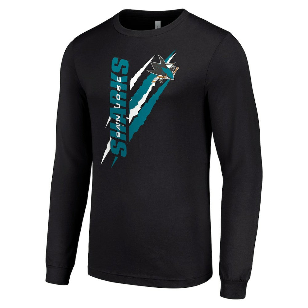 San Jose Sharks Starter Color Scratch Long-Sleeve T-Shirt - Black - NHL