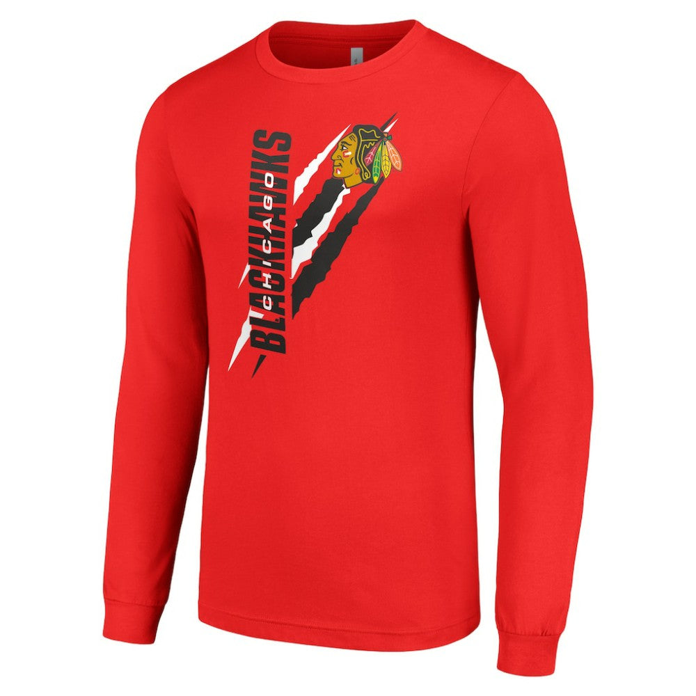 Chicago Blackhawks Starter Color Scratch Long-Sleeve T-Shirt - Red - NHL