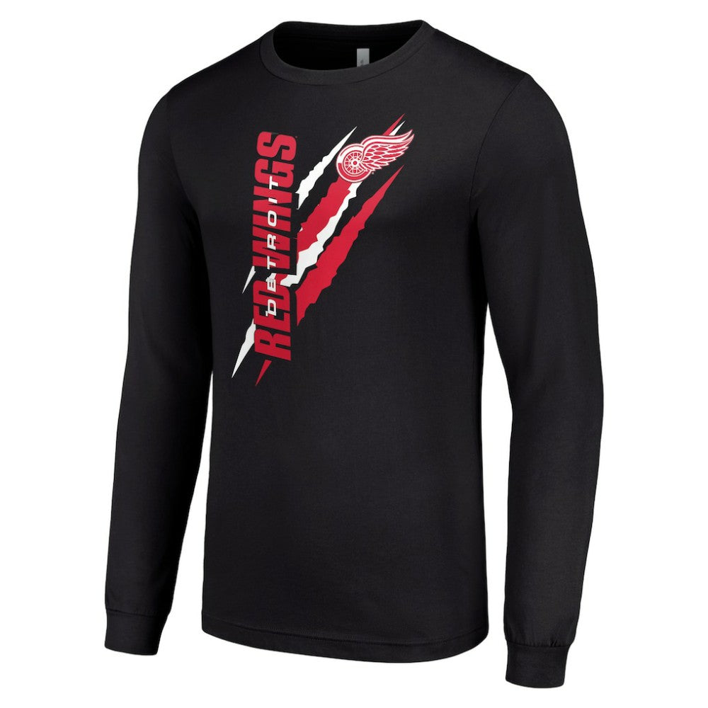 Detroit Red Wings Starter Color Scratch Long-Sleeve T-Shirt - Black - NHL