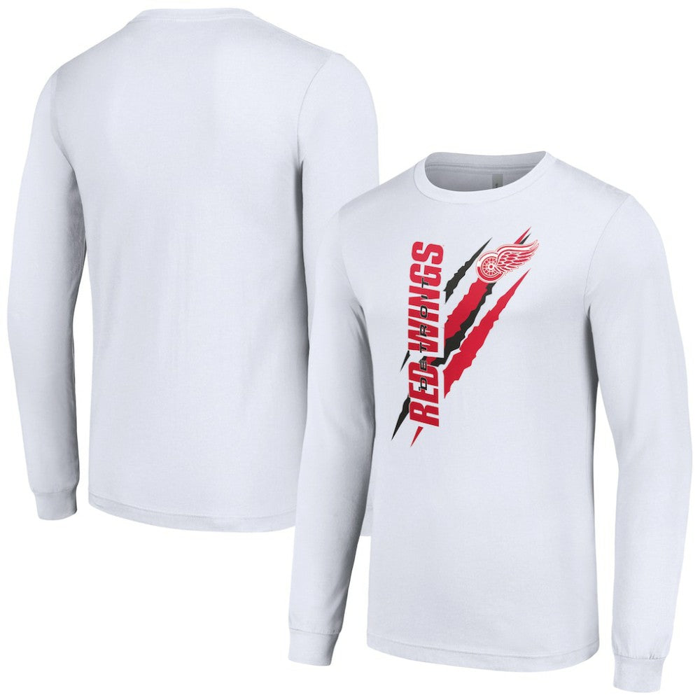 Detroit Red Wings Starter Color Scratch Long-Sleeve T-Shirt - White - NHL