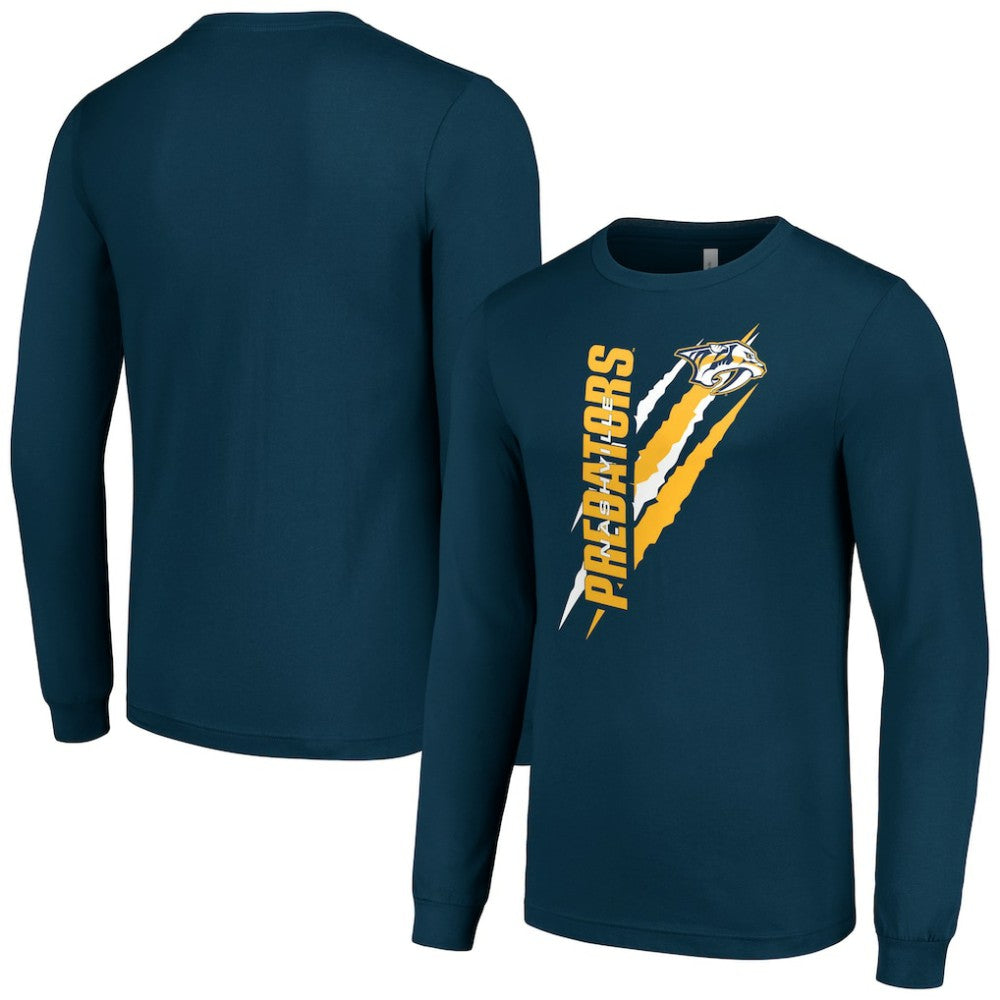 Nashville Predators Starter Color Scratch Long-Sleeve T-Shirt - Navy - NHL