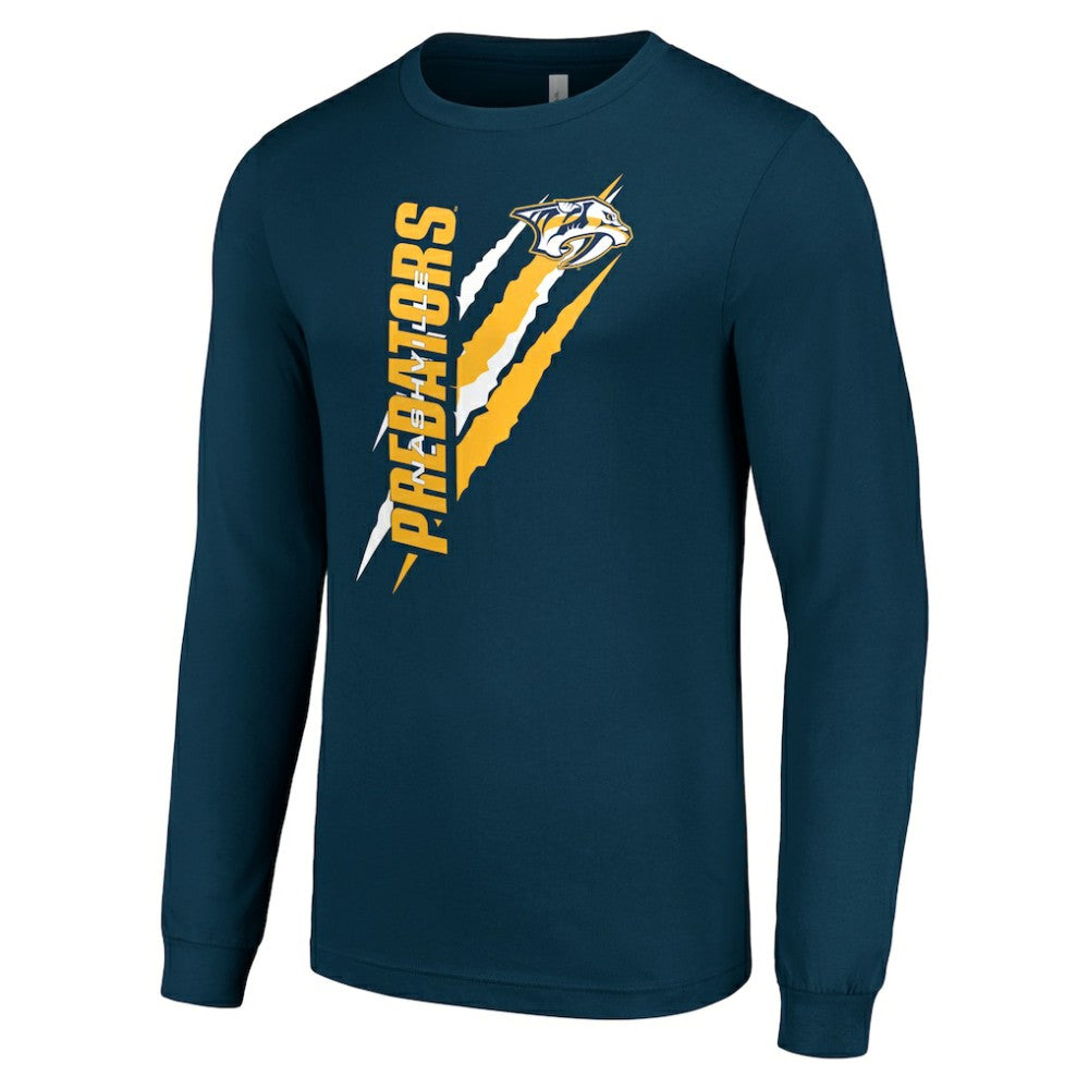 Nashville Predators Starter Color Scratch Long-Sleeve T-Shirt - Navy - NHL