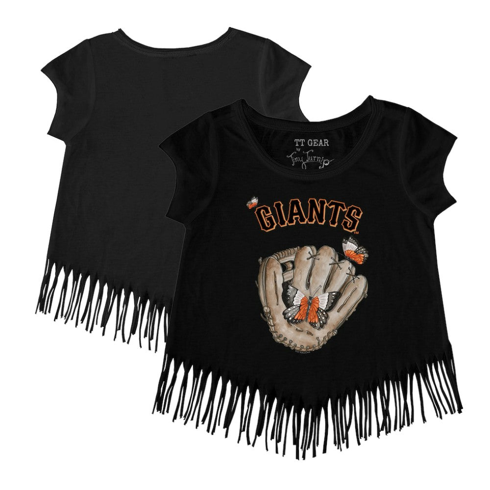 San Francisco Giants Tiny Turnip Girls Youth Butterfly Glove Fringe T-Shirt - MLB