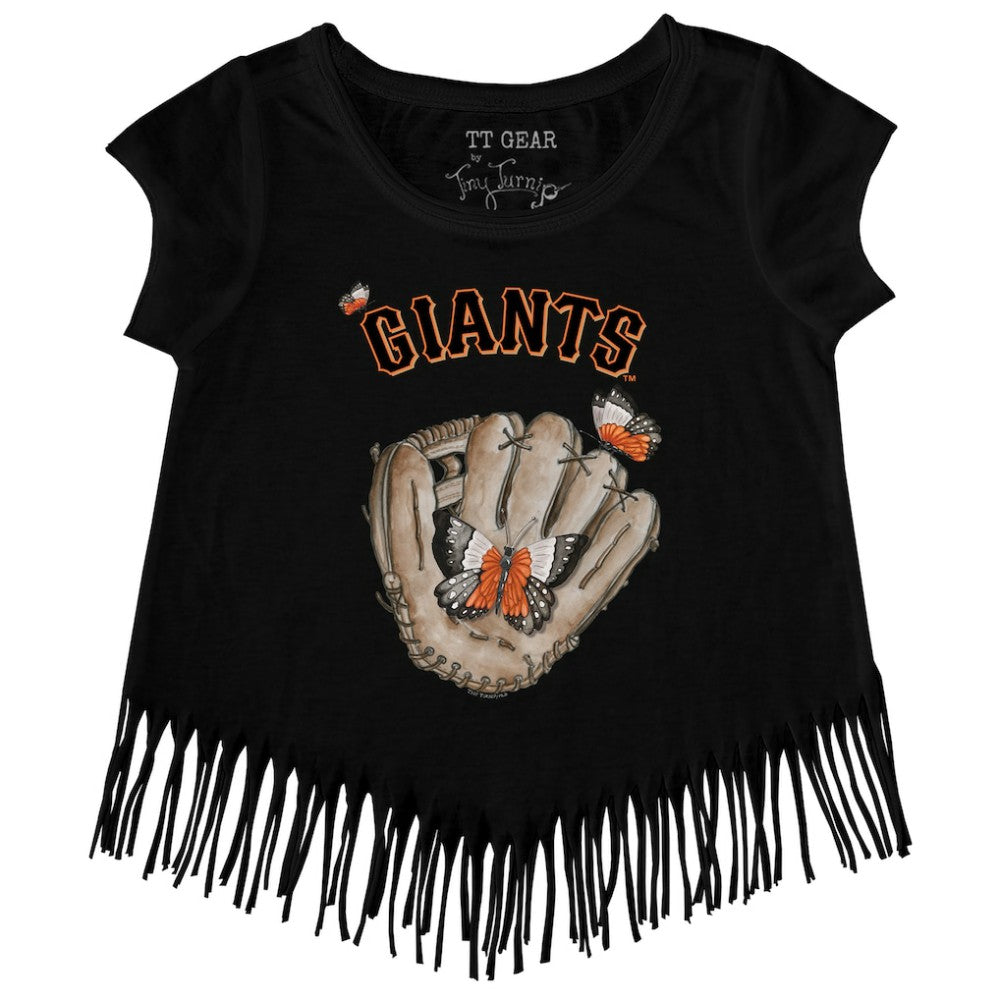San Francisco Giants Tiny Turnip Girls Youth Butterfly Glove Fringe T-Shirt - MLB