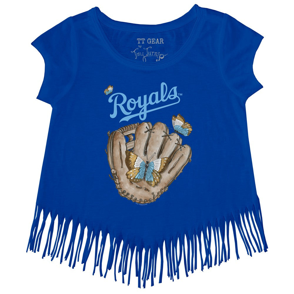 Kansas City Royals Tiny Turnip Girls Youth Butterfly Glove Fringe T-Shirt - MLB