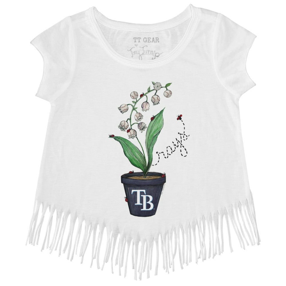 Tampa Bay Rays Tiny Turnip Girls Youth Lilies & Ladybugs Fringe T-Shirt - MLB