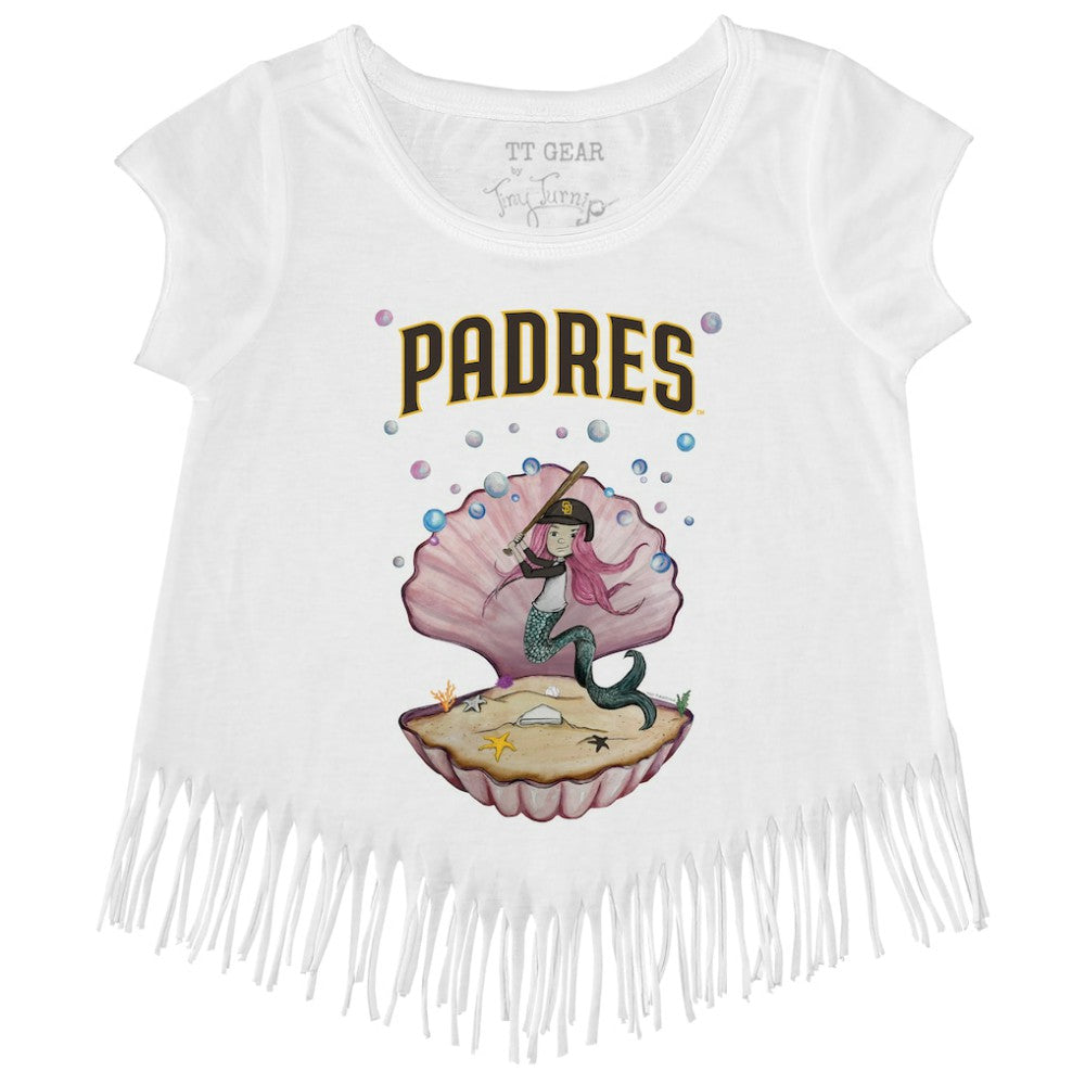 San Diego Padres Tiny Turnip Girls Youth Mermaid Fringe T-Shirt - MLB