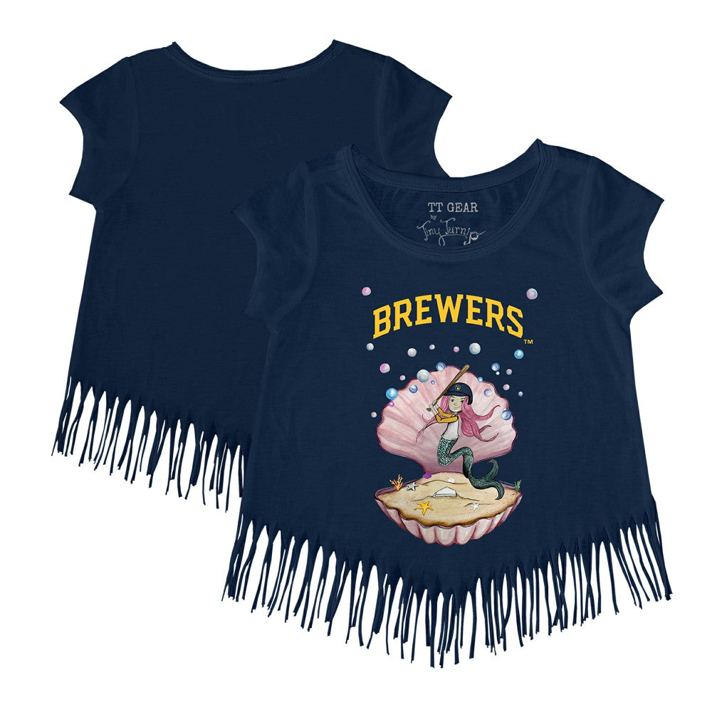 Milwaukee Brewers Tiny Turnip Girls Youth Mermaid Fringe T-Shirt - MLB